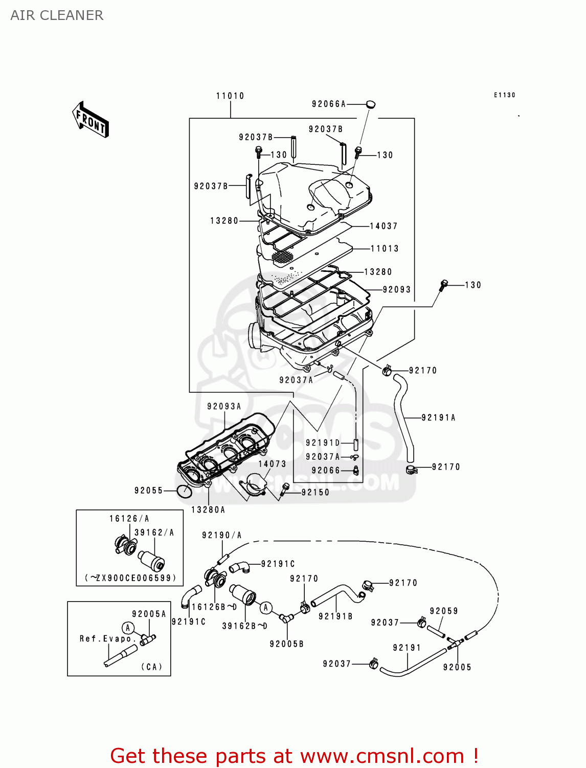 AIR CLEANER ZX900C1 NINJA ZX9R 1998 USA CALIFORNIA CANADA