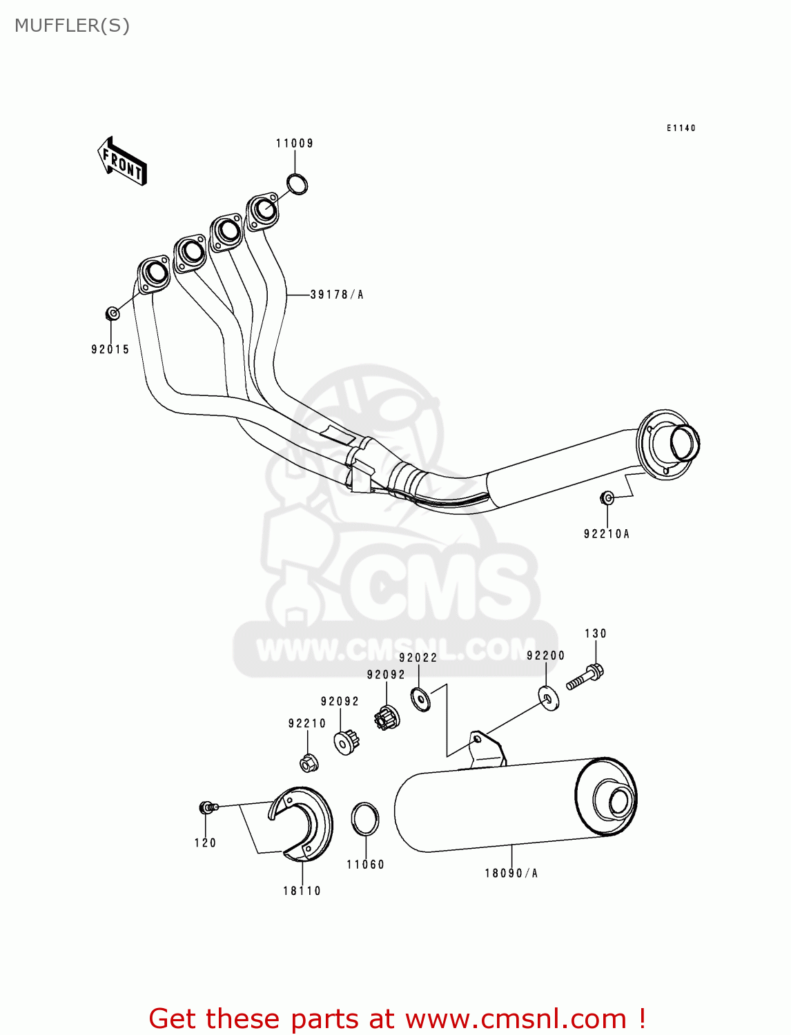 MUFFLER(S) ZX900C1 NINJA ZX9R 1998 USA CALIFORNIA CANADA