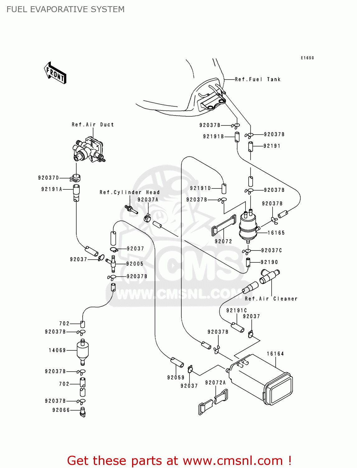 FUEL EVAPORATIVE SYSTEM ZX900C1 NINJA ZX9R 1998 USA CALIFORNIA CANADA