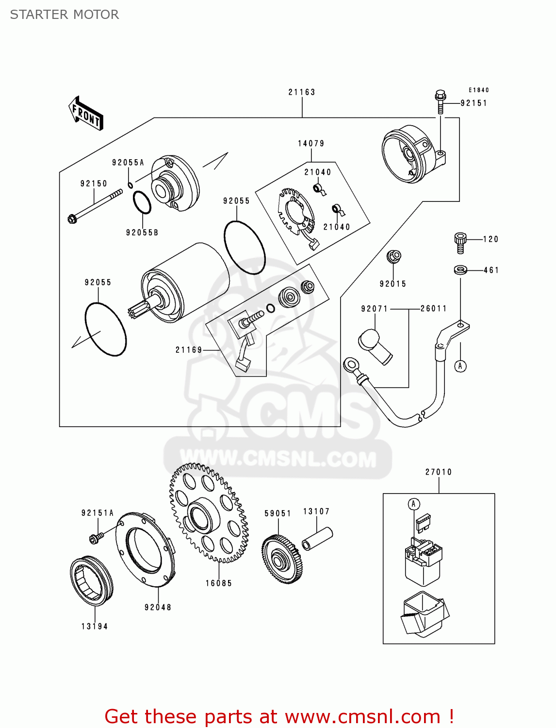 STARTER MOTOR ZX900C1 NINJA ZX9R 1998 USA CALIFORNIA CANADA