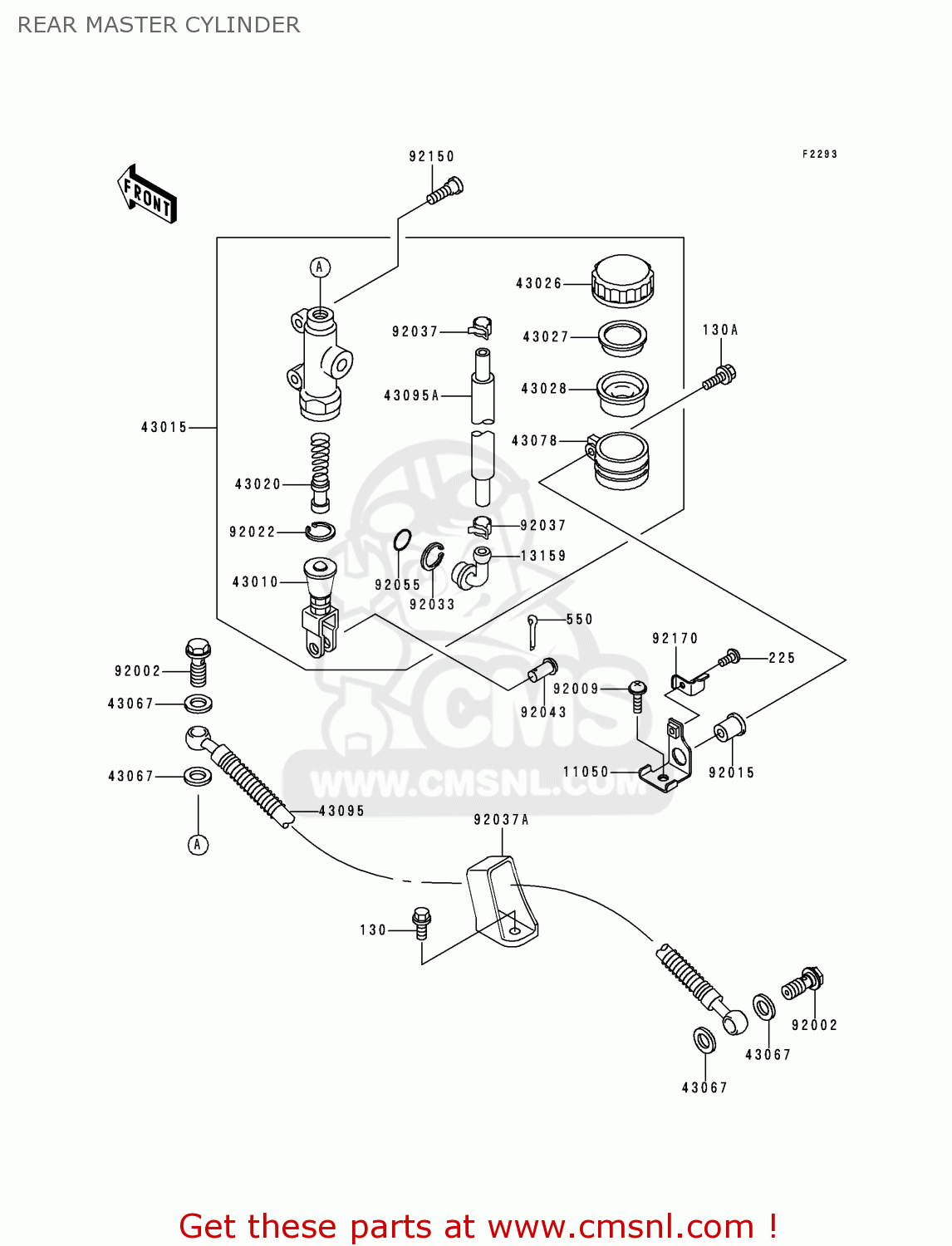 REAR MASTER CYLINDER ZX900C1 NINJA ZX9R 1998 USA CALIFORNIA CANADA