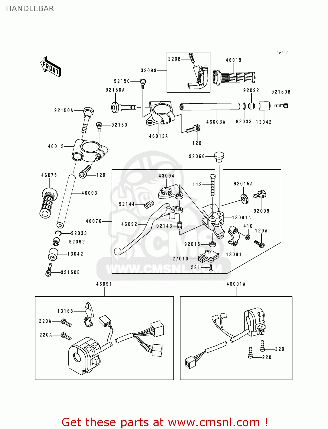 HANDLEBAR ZX900C1 NINJA ZX9R 1998 USA CALIFORNIA CANADA