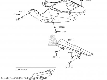 SIDE COVERS/CHAIN COVER - ZX900C1 NINJA ZX9R 1998 USA CALIFORNIA CANADA