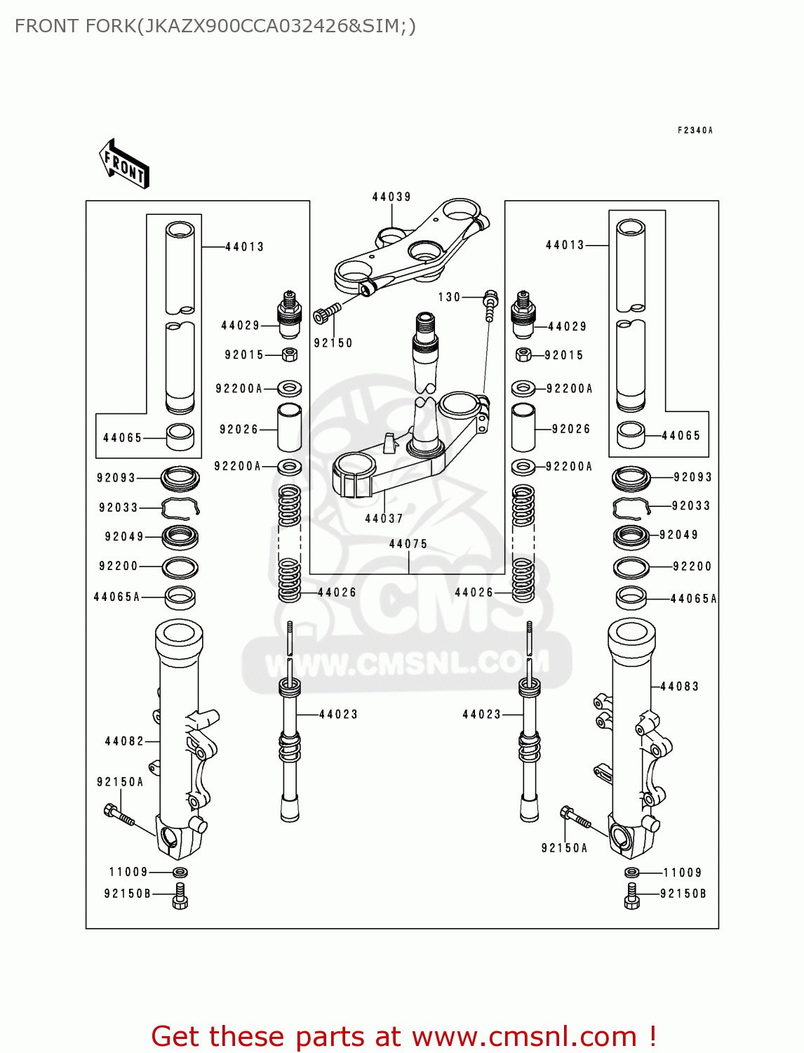 FRONT FORK(JKAZX900CCA032426&SIM;) ZX900C2 NINJA ZX9R 1999 EUROPE UK FR NL AR FG GR IT NR SD SP