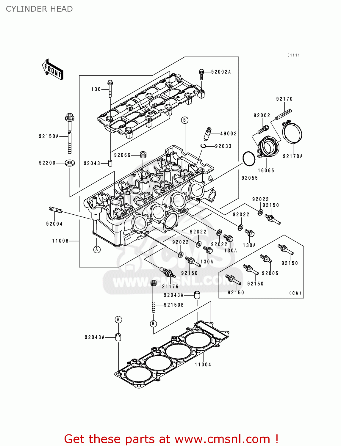 CYLINDER HEAD ZX900C2 NINJA ZX9R 1999 USA CALIFORNIA CANADA