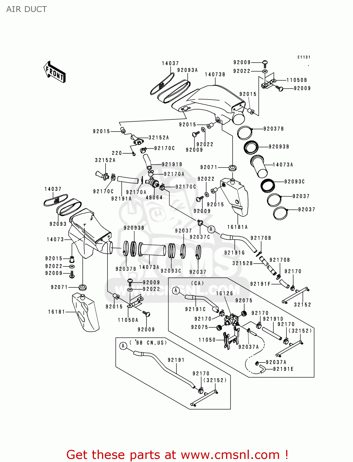 AIR DUCT ZX900C2 NINJA ZX9R 1999 USA CALIFORNIA CANADA