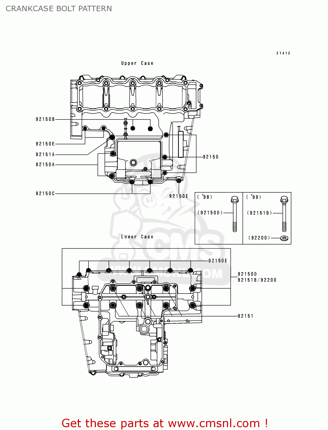 CRANKCASE BOLT PATTERN ZX900C2 NINJA ZX9R 1999 USA CALIFORNIA CANADA