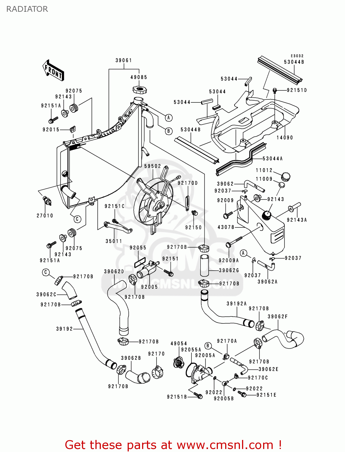 RADIATOR ZX900C2 NINJA ZX9R 1999 USA CALIFORNIA CANADA
