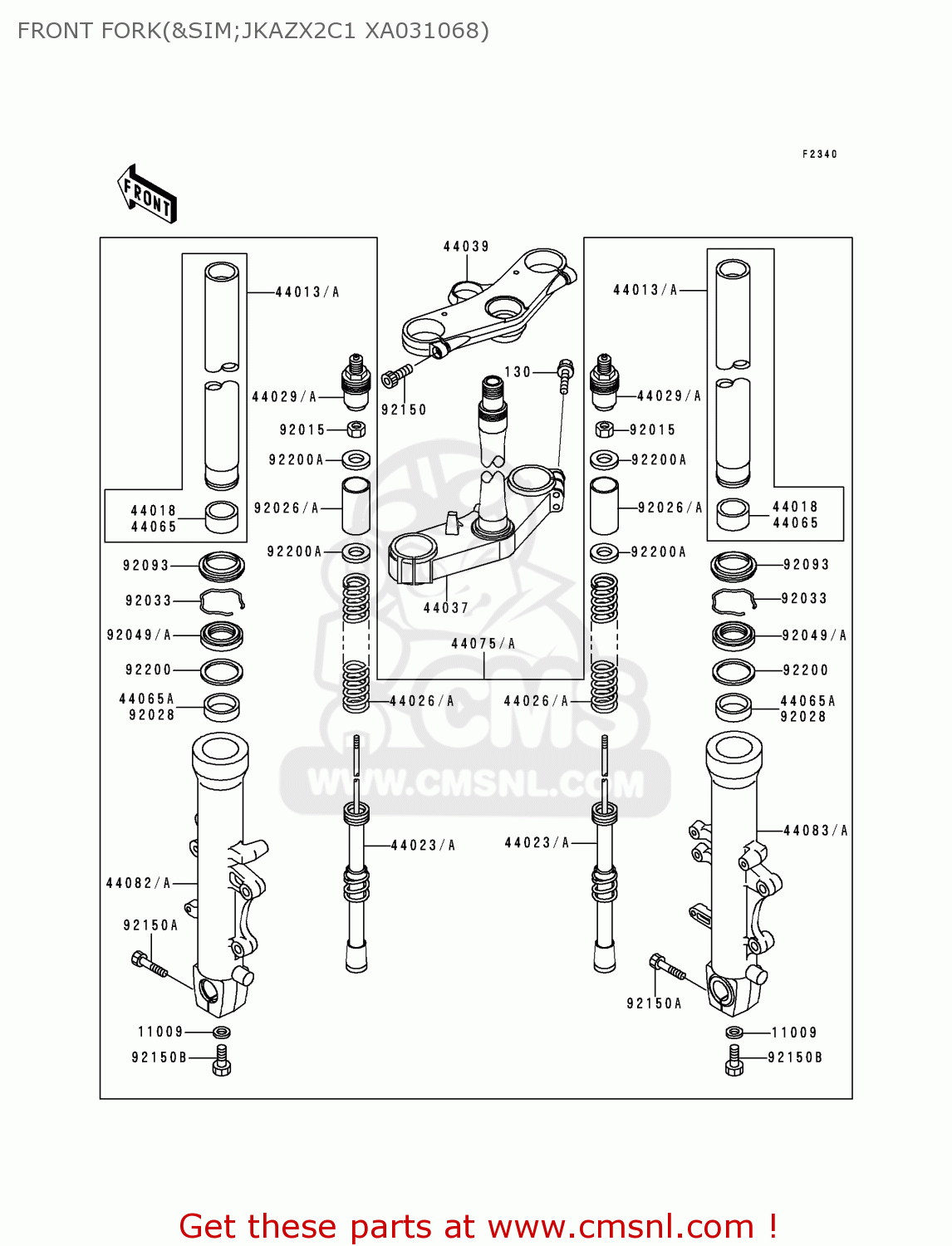 FRONT FORK(&SIM;JKAZX2C1 XA031068) ZX900C2 NINJA ZX9R 1999 USA CALIFORNIA CANADA