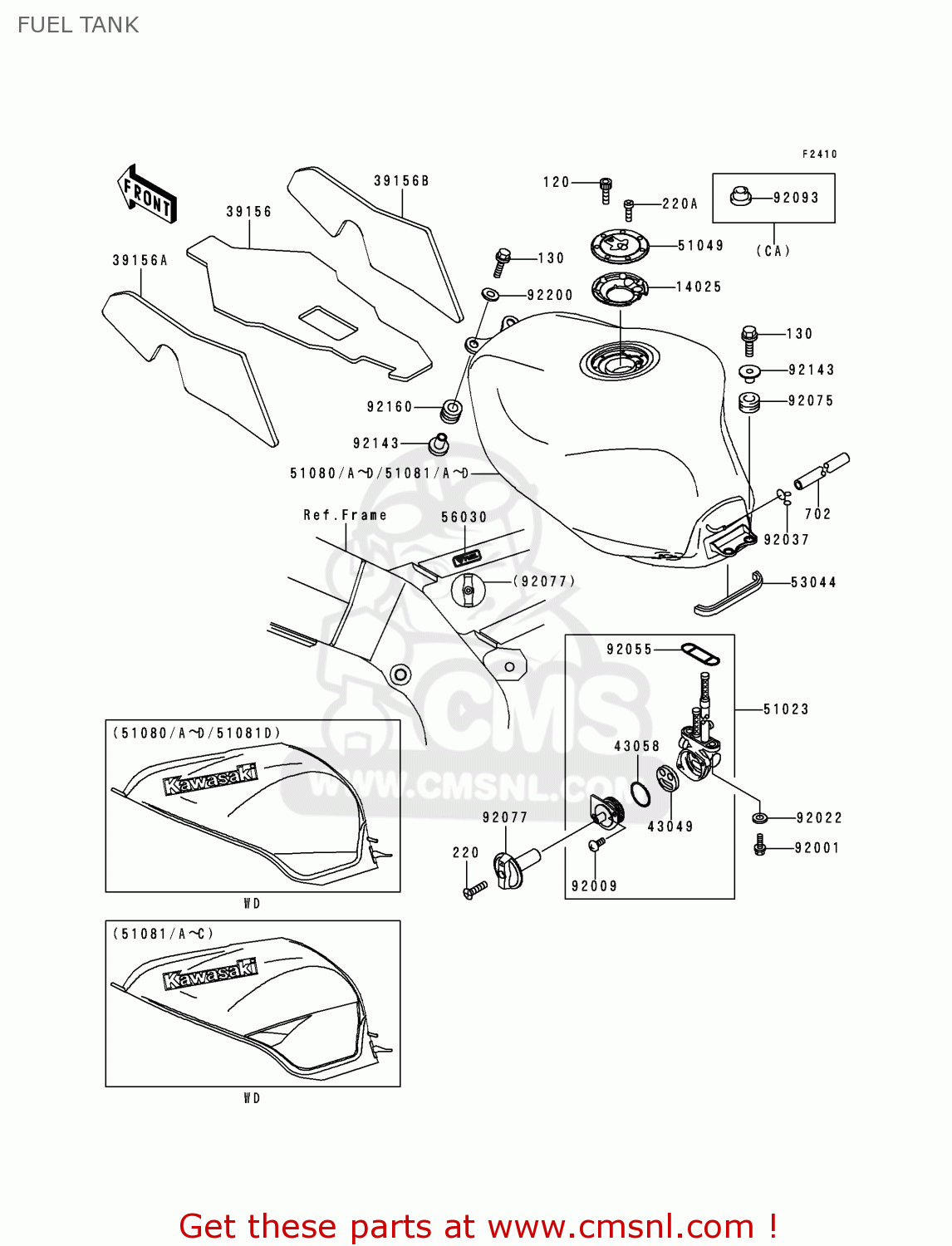 FUEL TANK ZX900C2 NINJA ZX9R 1999 USA CALIFORNIA CANADA