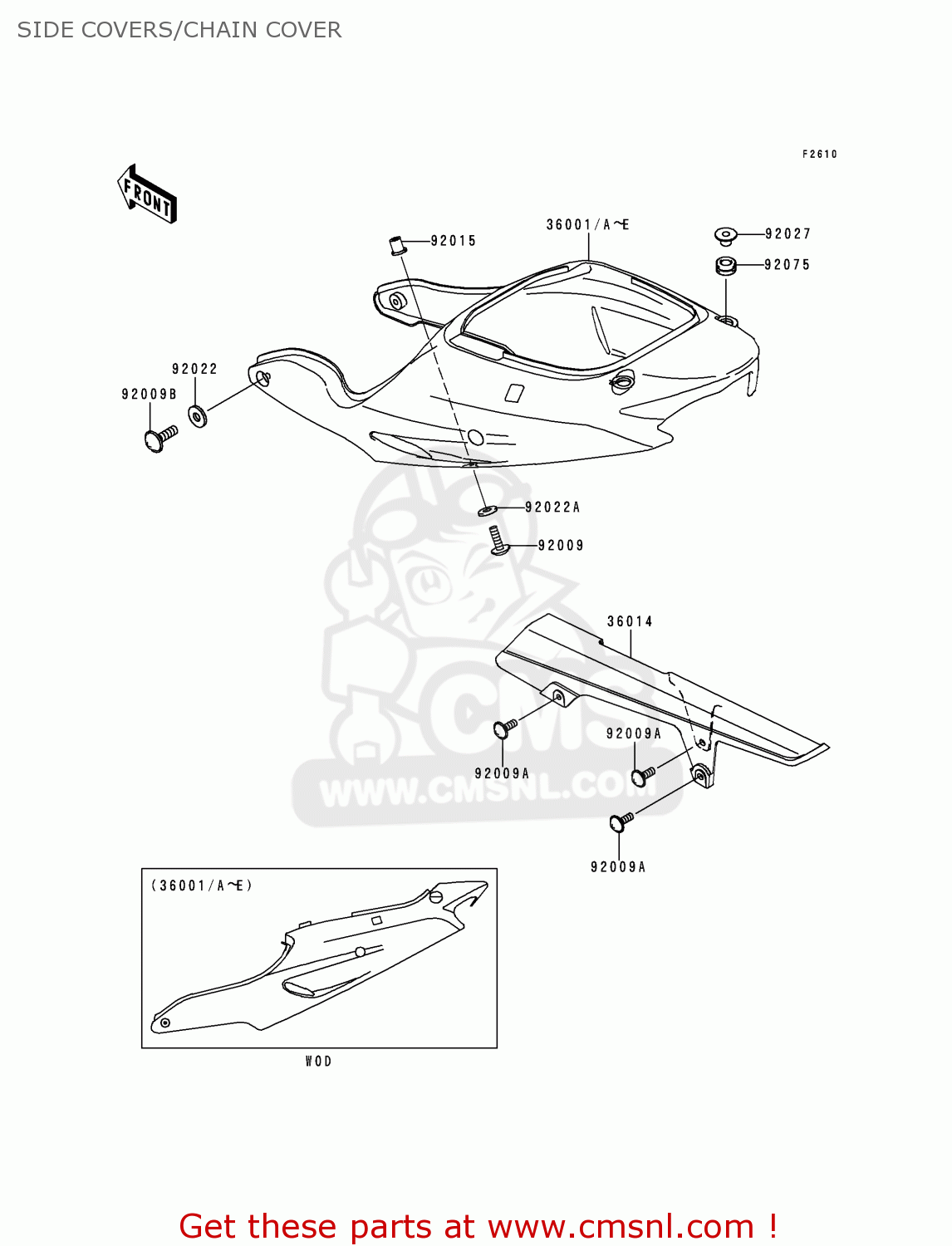 SIDE COVERS/CHAIN COVER ZX900C2 NINJA ZX9R 1999 USA CALIFORNIA CANADA