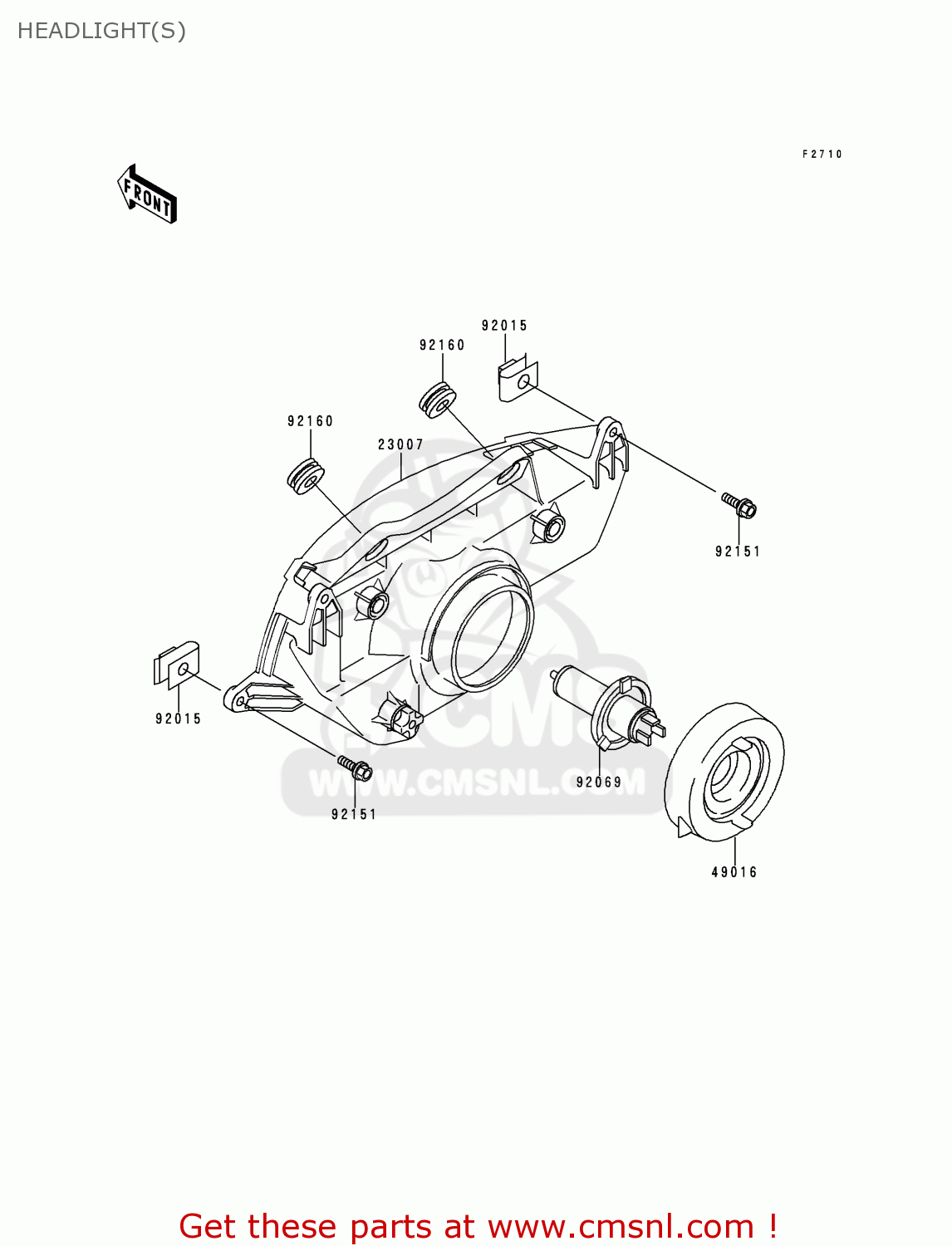 HEADLIGHT(S) ZX900C2 NINJA ZX9R 1999 USA CALIFORNIA CANADA