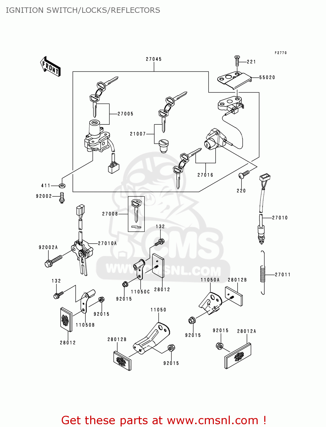 IGNITION SWITCH/LOCKS/REFLECTORS ZX900C2 NINJA ZX9R 1999 USA CALIFORNIA CANADA