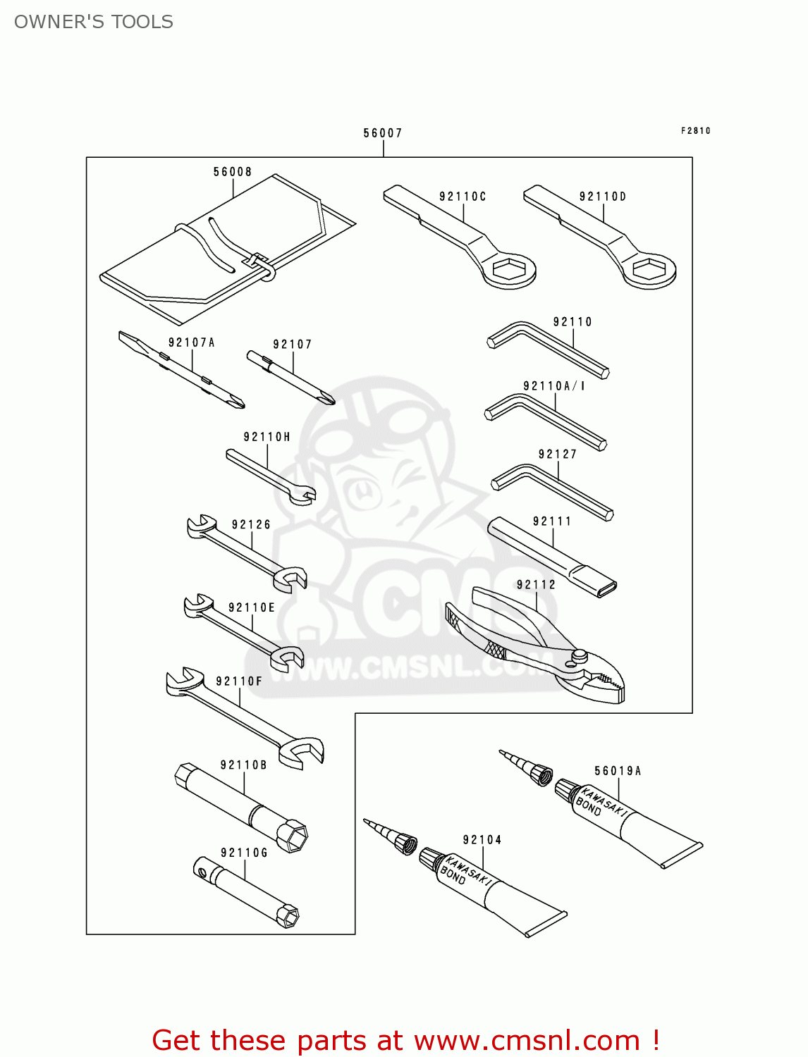 OWNER'S TOOLS ZX900C2 NINJA ZX9R 1999 USA CALIFORNIA CANADA
