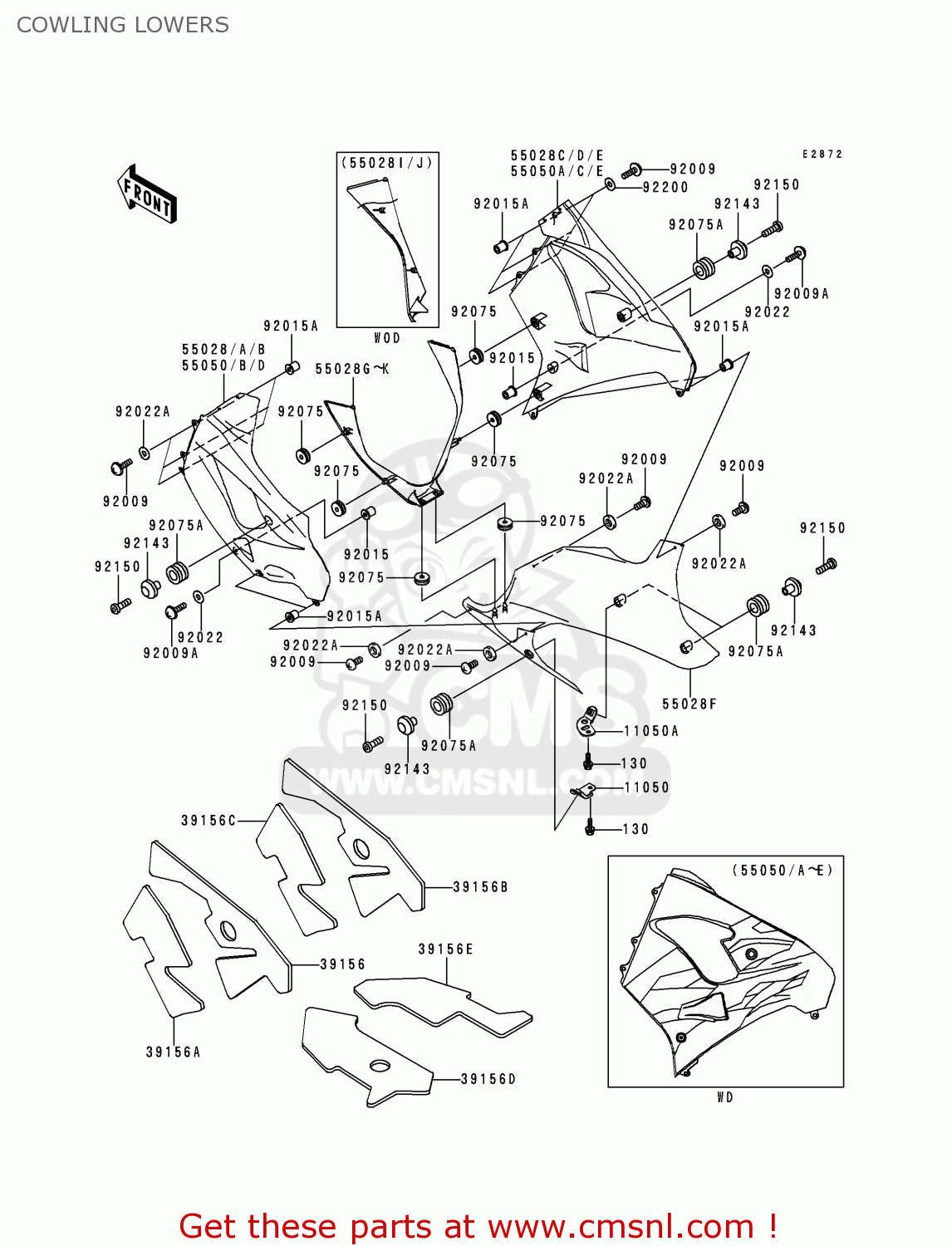 COWLING LOWERS ZX900C2 NINJA ZX9R 1999 USA CALIFORNIA CANADA