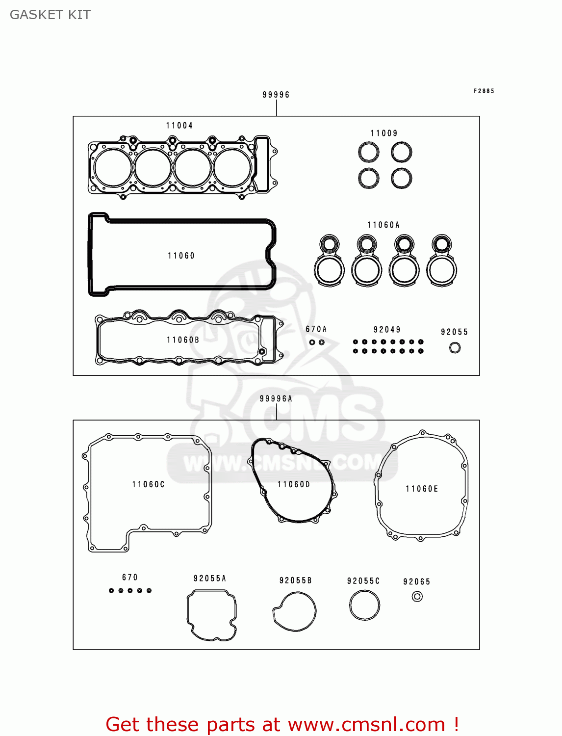 GASKET KIT ZX900C2 NINJA ZX9R 1999 USA CALIFORNIA CANADA