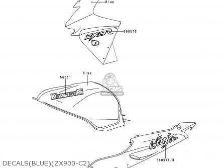 DECALS(BLUE)(ZX900-C2) - ZX900C2 NINJA ZX9R 1999 USA CALIFORNIA CANADA