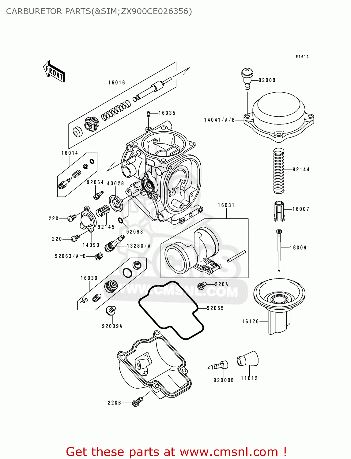 CARBURETOR PARTS(&SIM;ZX900CE026356) ZX900D1 NINJA ZX9R 1998 FG ST