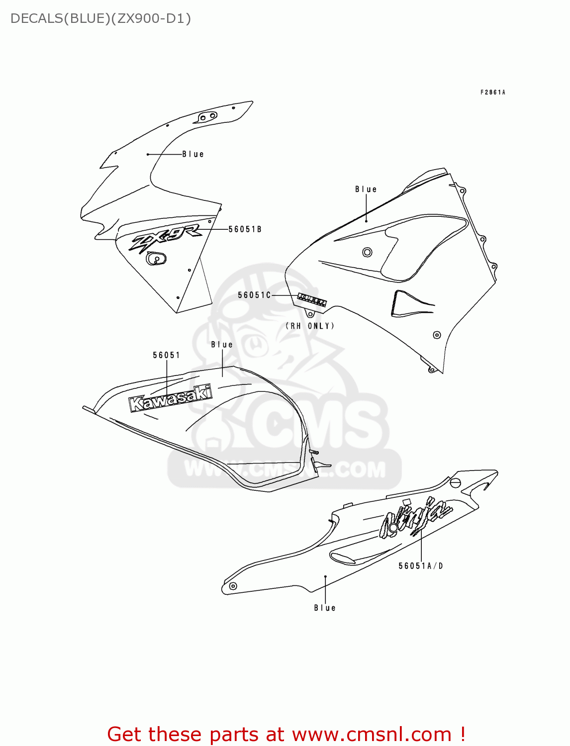 DECALS(BLUE)(ZX900-D1) ZX900D1 NINJA ZX9R 1998 FG ST