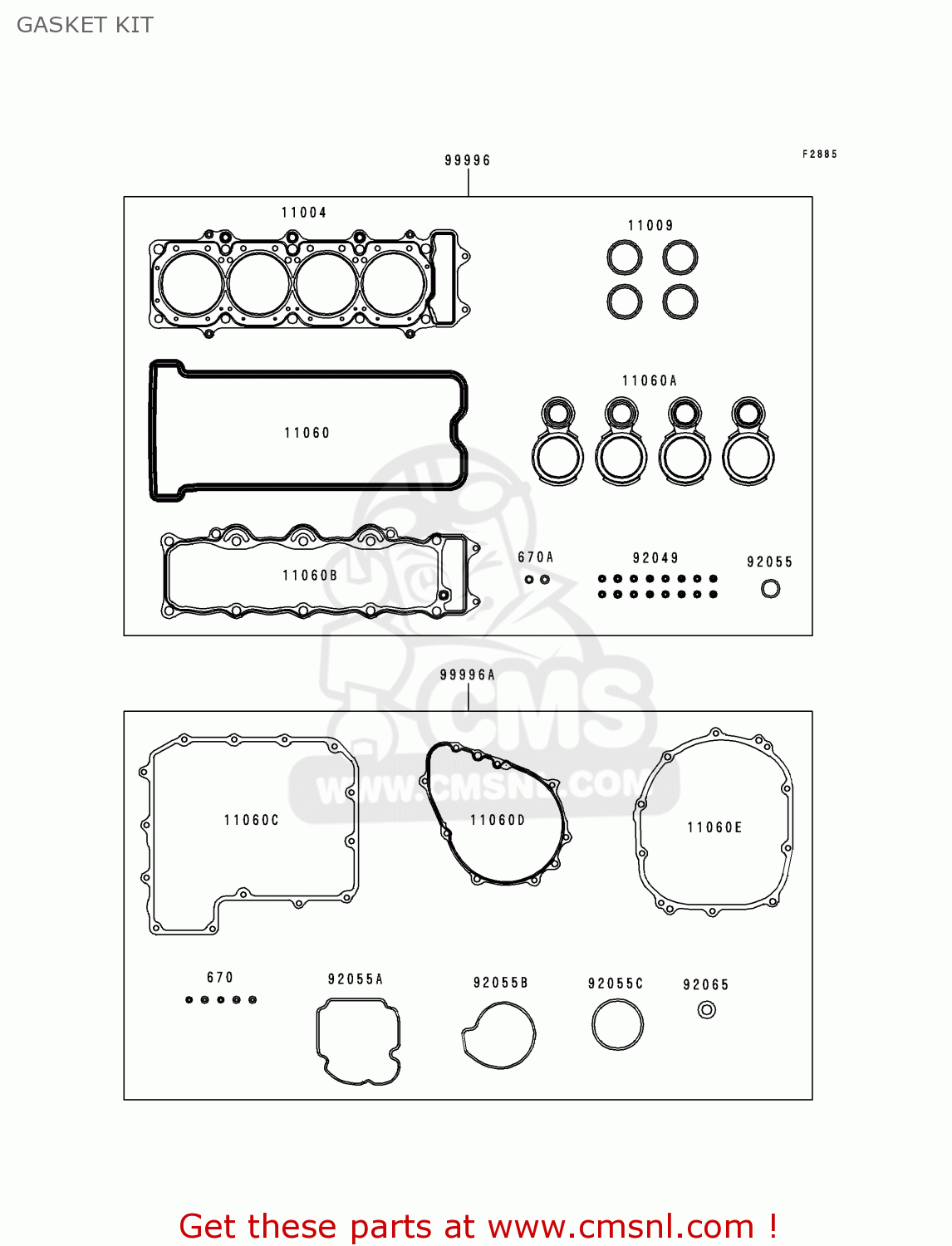 GASKET KIT ZX900D1 NINJA ZX9R 1998 FG ST