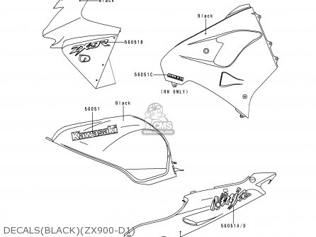 DECALS(BLACK)(ZX900-D1) - ZX900D1 NINJA ZX9R 1998 FG ST