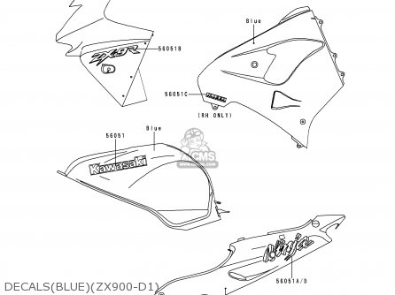 DECALS(BLUE)(ZX900-D1) - ZX900D1 NINJA ZX9R 1998 FG ST
