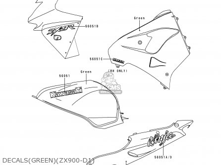 DECALS(GREEN)(ZX900-D1) - ZX900D1 NINJA ZX9R 1998 FG ST