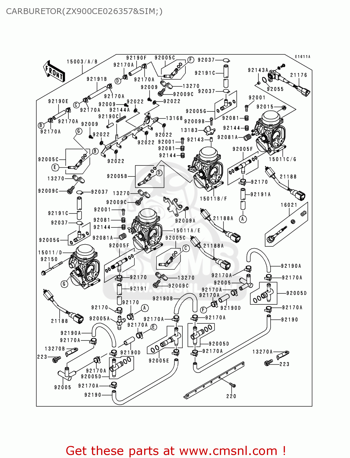 CARBURETOR(ZX900CE026357&SIM;) ZX900D2 NINJA ZX9R 1999 FG ST