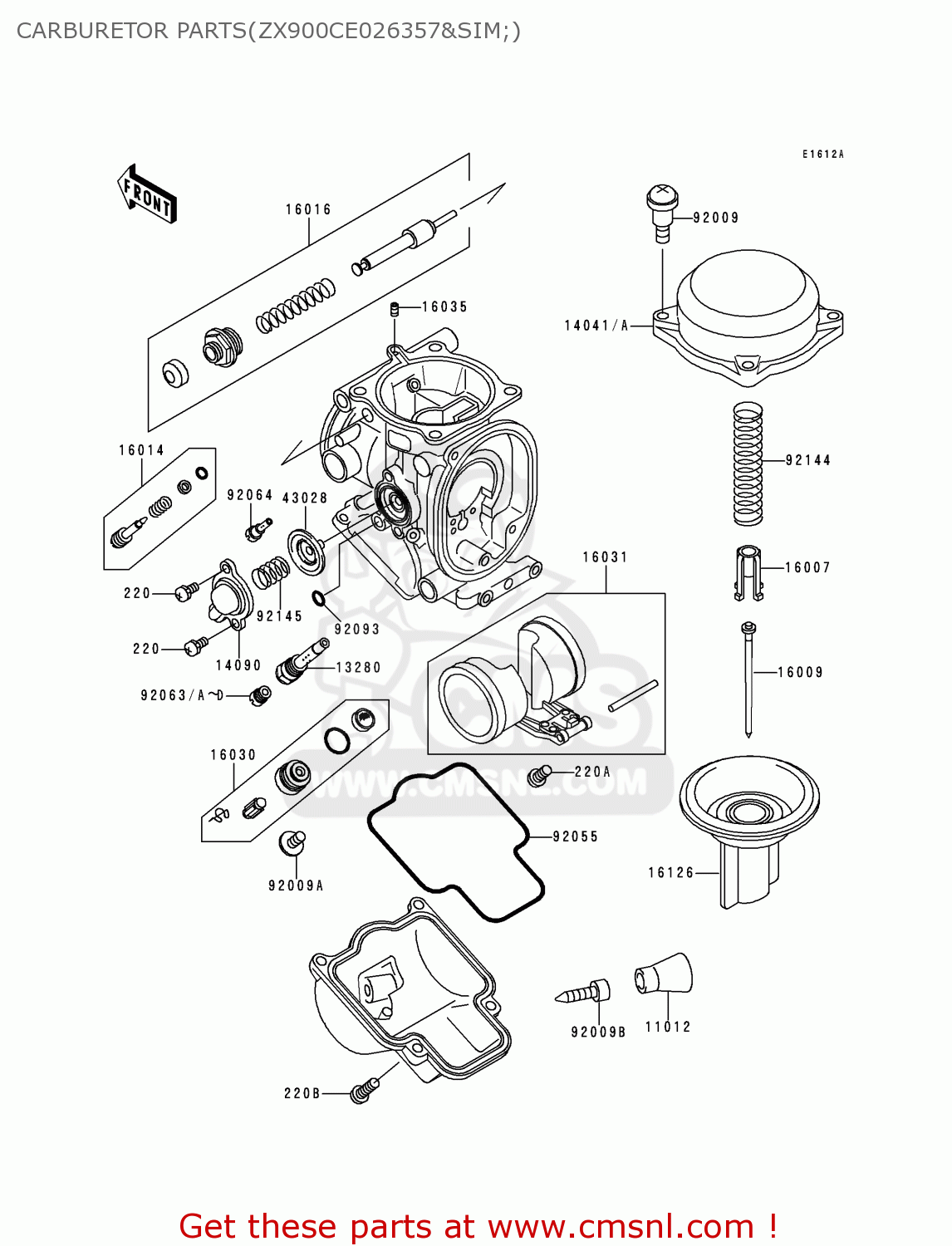 CARBURETOR PARTS(ZX900CE026357&SIM;) ZX900D2 NINJA ZX9R 1999 FG ST