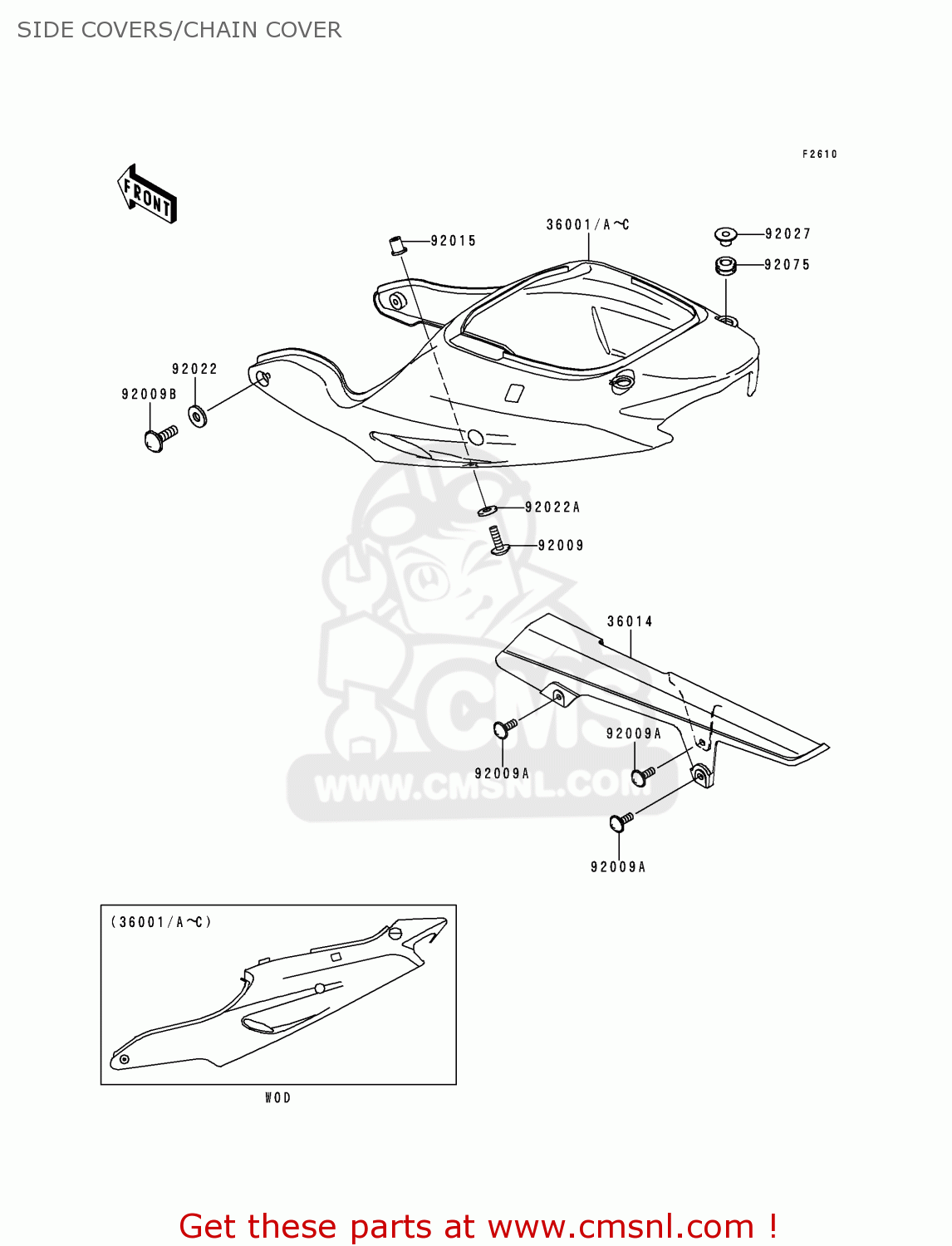 SIDE COVERS/CHAIN COVER ZX900D2 NINJA ZX9R 1999 FG ST