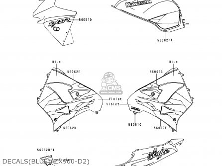 DECALS(BLUE)(ZX900-D2) - ZX900D2 NINJA ZX9R 1999 FG ST