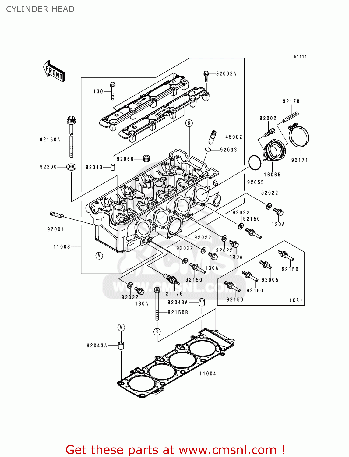 CYLINDER HEAD ZX900E1 NINJA ZX9R 2000 USA CALIFORNIA CANADA