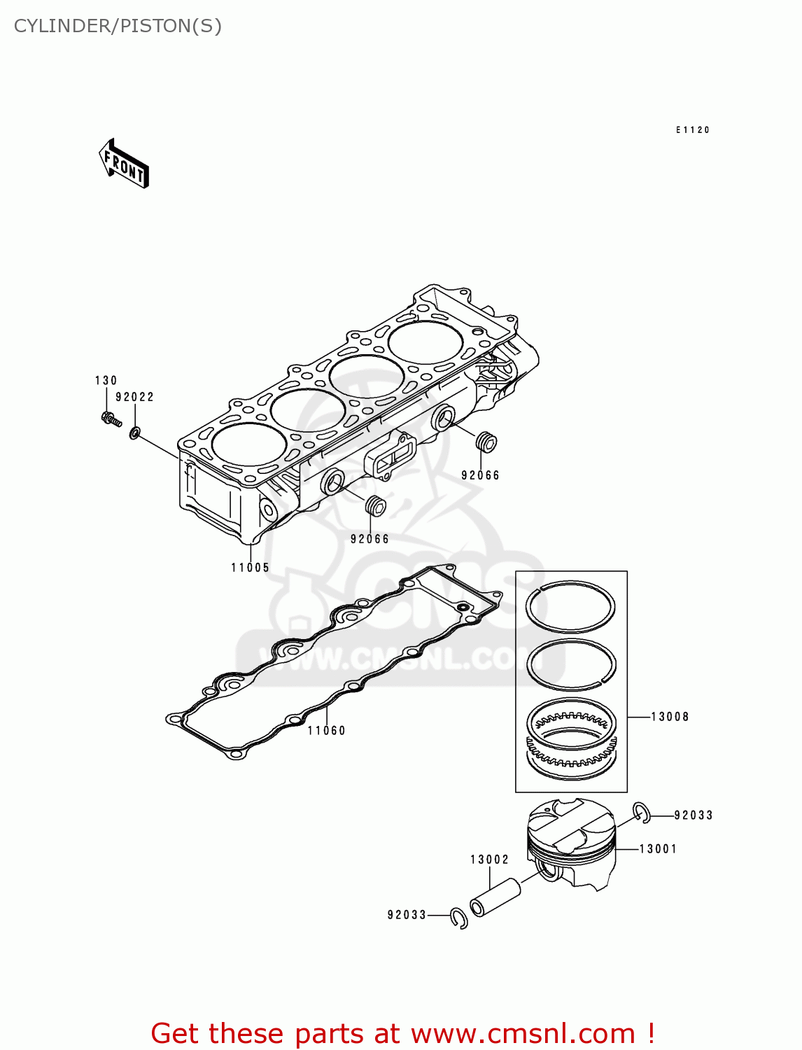 CYLINDER/PISTON(S) ZX900E1 NINJA ZX9R 2000 USA CALIFORNIA CANADA