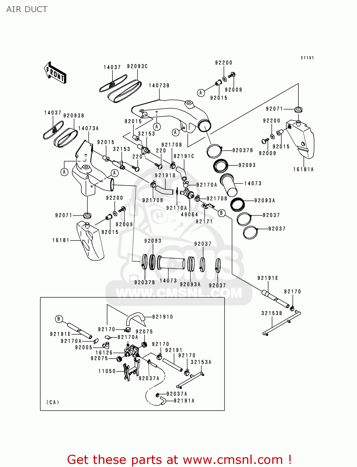 AIR DUCT ZX900E1 NINJA ZX9R 2000 USA CALIFORNIA CANADA
