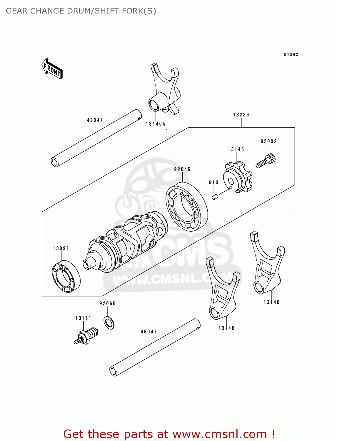 GEAR CHANGE DRUM/SHIFT FORK(S) ZX900E1 NINJA ZX9R 2000 USA CALIFORNIA CANADA