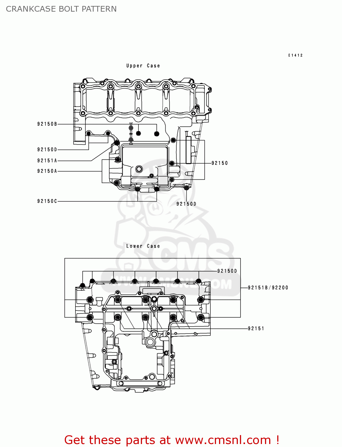 CRANKCASE BOLT PATTERN ZX900E1 NINJA ZX9R 2000 USA CALIFORNIA CANADA