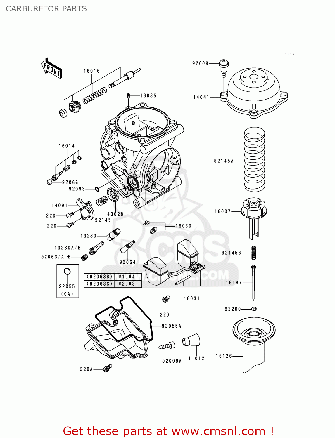 CARBURETOR PARTS ZX900E1 NINJA ZX9R 2000 USA CALIFORNIA CANADA