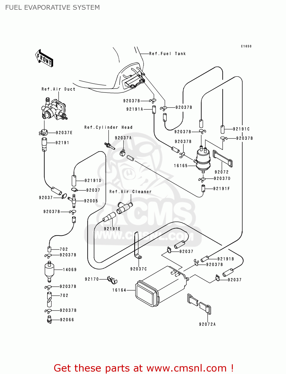 FUEL EVAPORATIVE SYSTEM ZX900E1 NINJA ZX9R 2000 USA CALIFORNIA CANADA