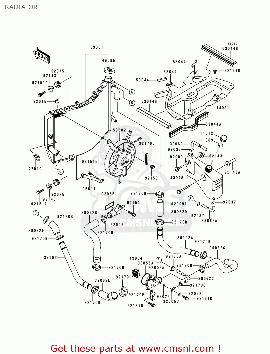 RADIATOR ZX900E1 NINJA ZX9R 2000 USA CALIFORNIA CANADA