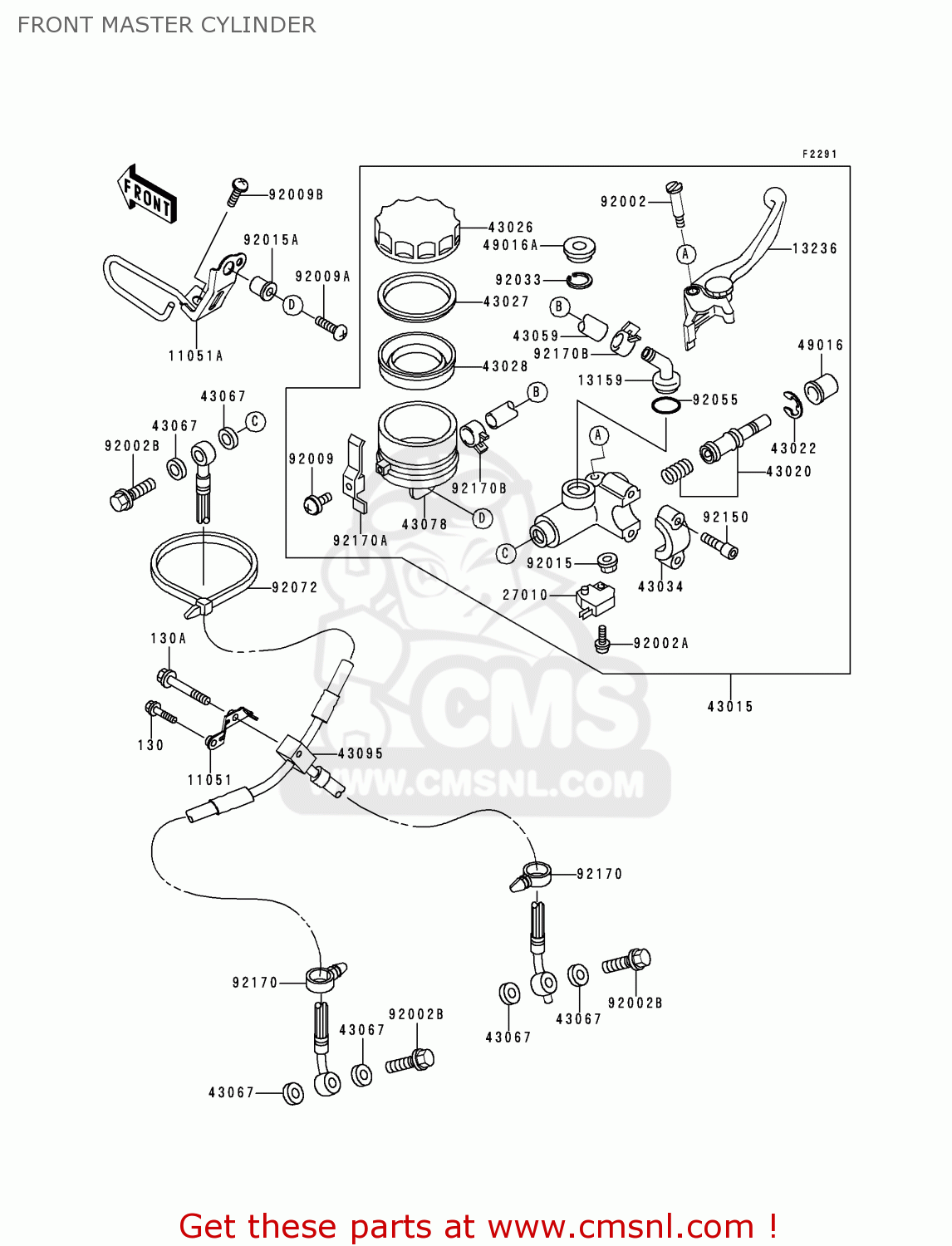 FRONT MASTER CYLINDER ZX900E1 NINJA ZX9R 2000 USA CALIFORNIA CANADA