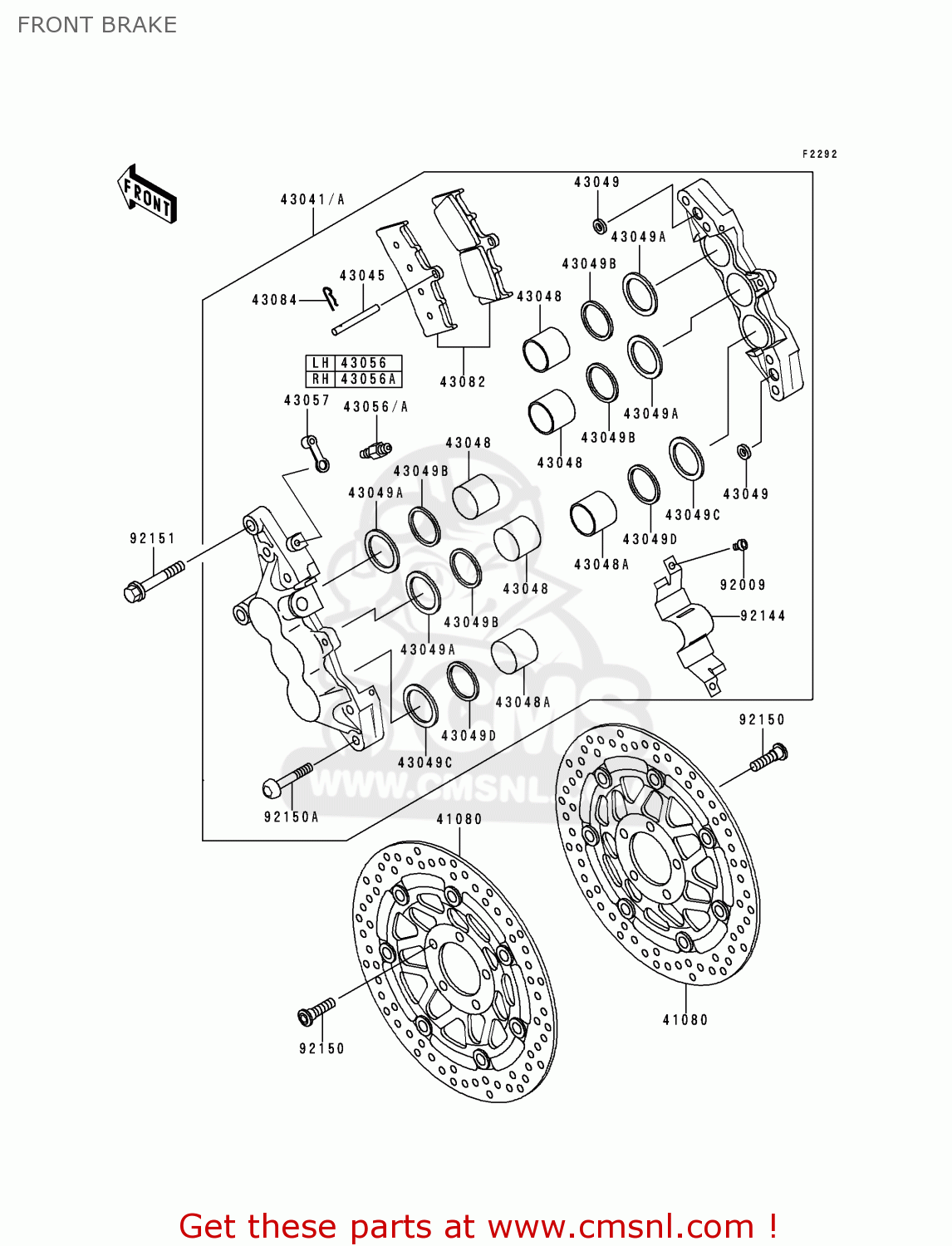 FRONT BRAKE ZX900E1 NINJA ZX9R 2000 USA CALIFORNIA CANADA