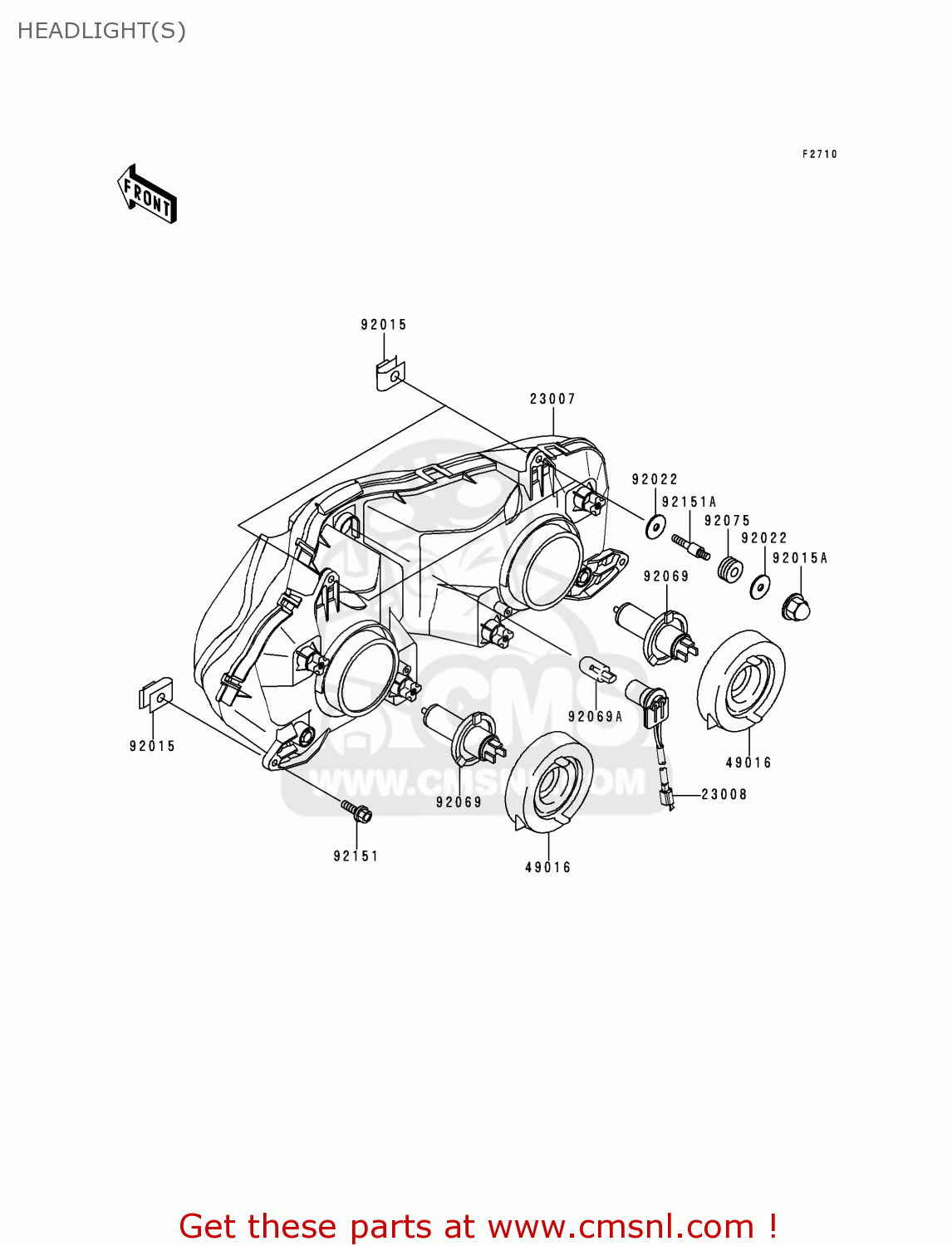 HEADLIGHT(S) ZX900E1 NINJA ZX9R 2000 USA CALIFORNIA CANADA