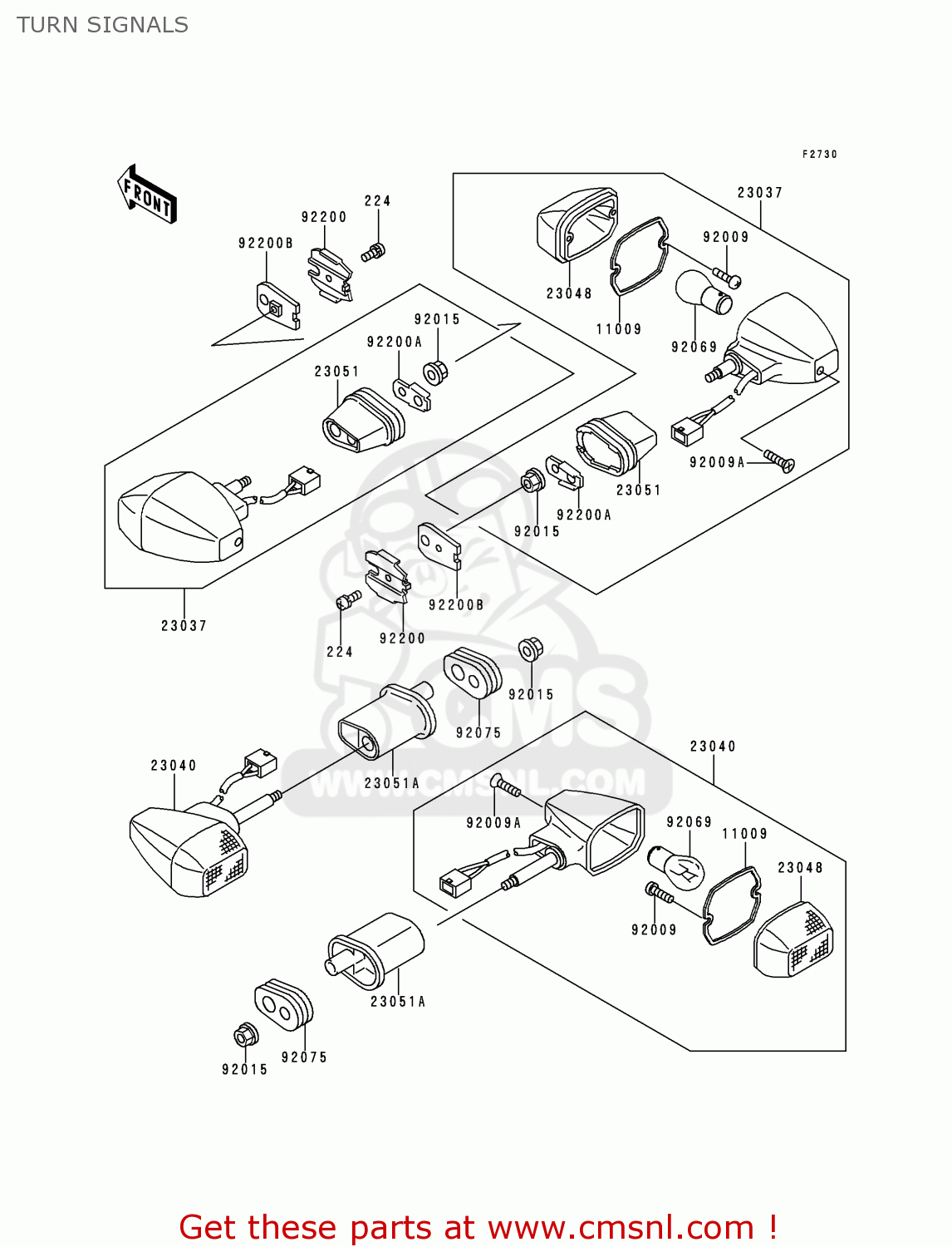 TURN SIGNALS ZX900E1 NINJA ZX9R 2000 USA CALIFORNIA CANADA