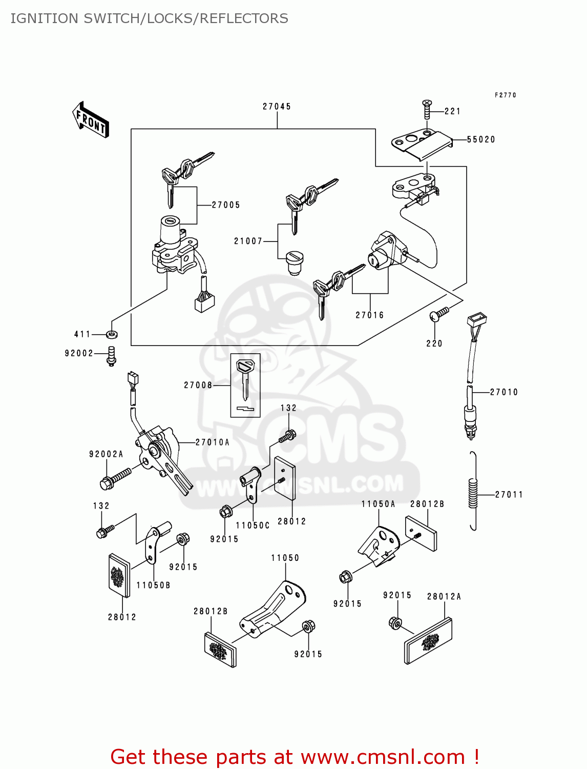 IGNITION SWITCH/LOCKS/REFLECTORS ZX900E1 NINJA ZX9R 2000 USA CALIFORNIA CANADA