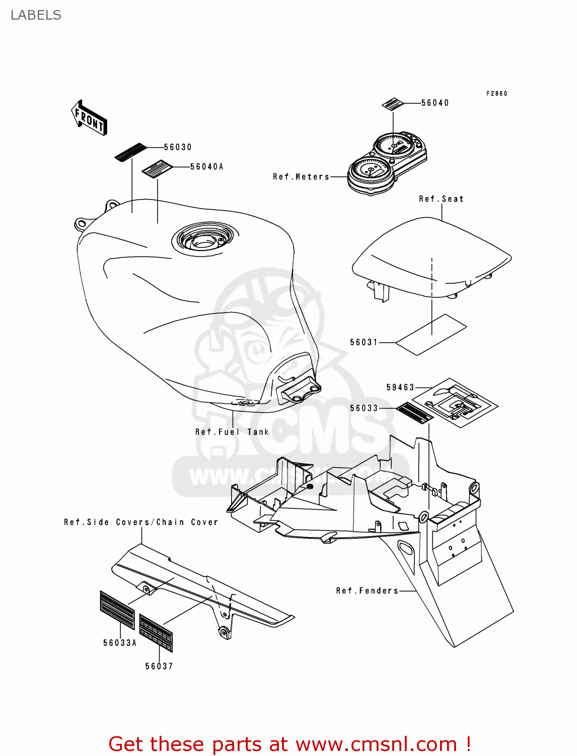 LABELS ZX900E1 NINJA ZX9R 2000 USA CALIFORNIA CANADA