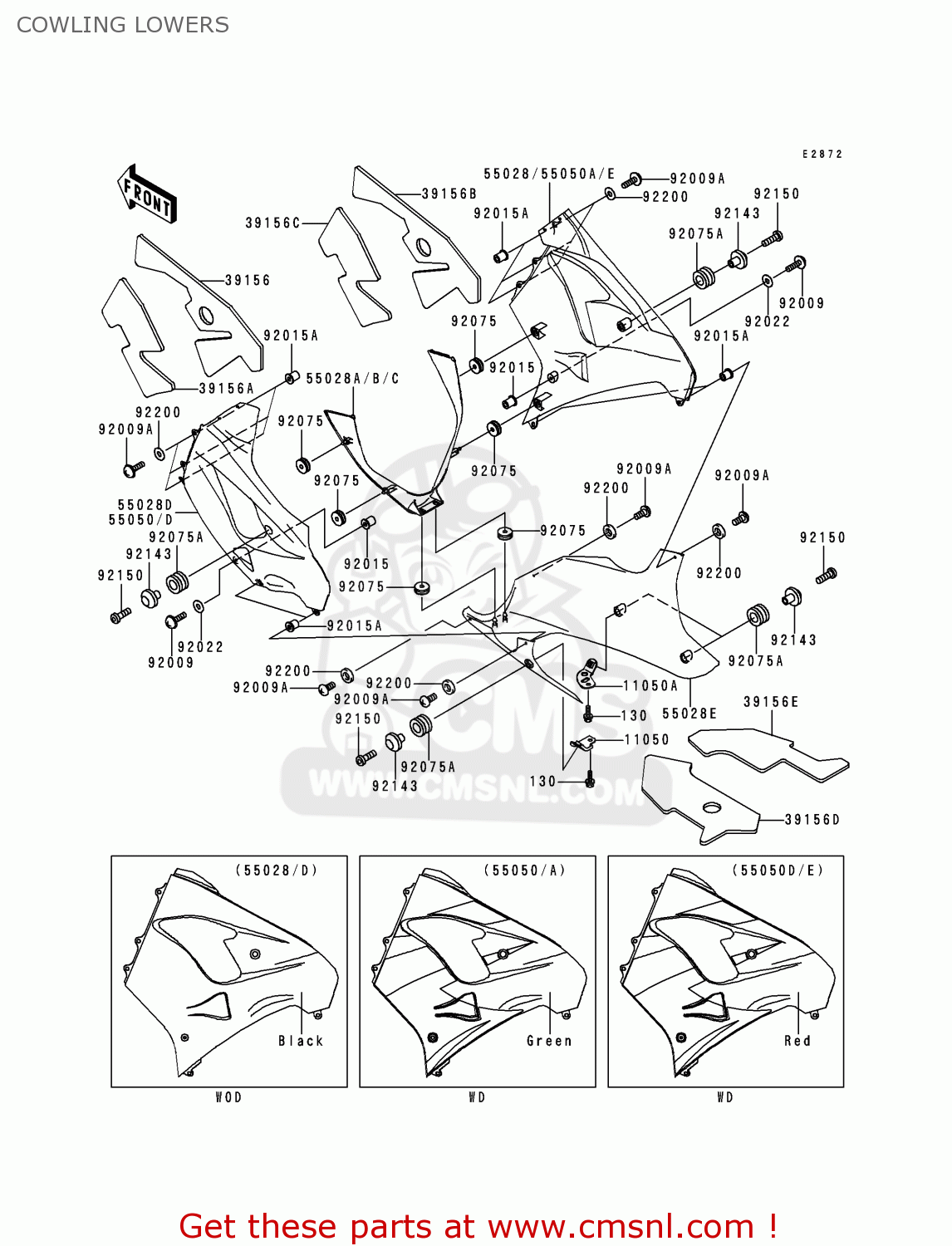 COWLING LOWERS ZX900E1 NINJA ZX9R 2000 USA CALIFORNIA CANADA