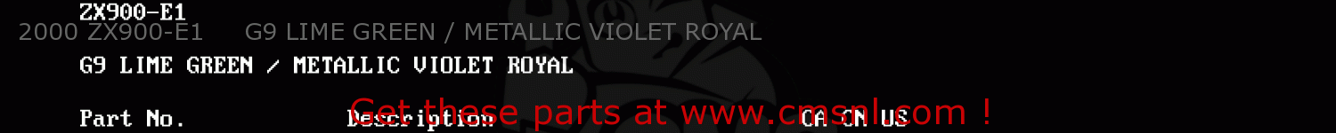 2000 ZX900-E1     G9 LIME GREEN / METALLIC VIOLET ROYAL ZX900E1 NINJA ZX9R 2000 USA CALIFORNIA CANADA