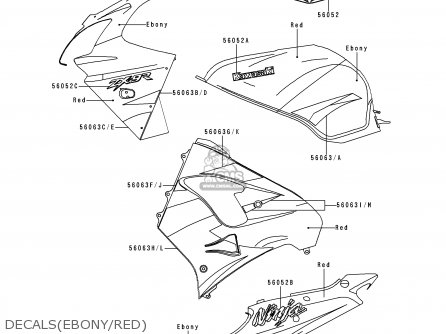 DECALS(EBONY/RED) - ZX900E1 NINJA ZX9R 2000 USA CALIFORNIA CANADA