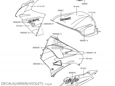 DECALS(GREEN/VIOLET) - ZX900E1 NINJA ZX9R 2000 USA CALIFORNIA CANADA