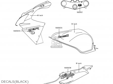 DECALS(BLACK) - ZX900E1 NINJA ZX9R 2000 USA CALIFORNIA CANADA